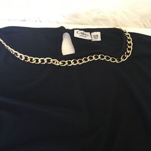 Cato black blouse with gold chain color sz 26/28w